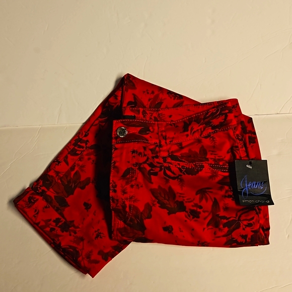 Simon Chang Floral Jeans BNWT SZ18 - Picture 1 of 12
